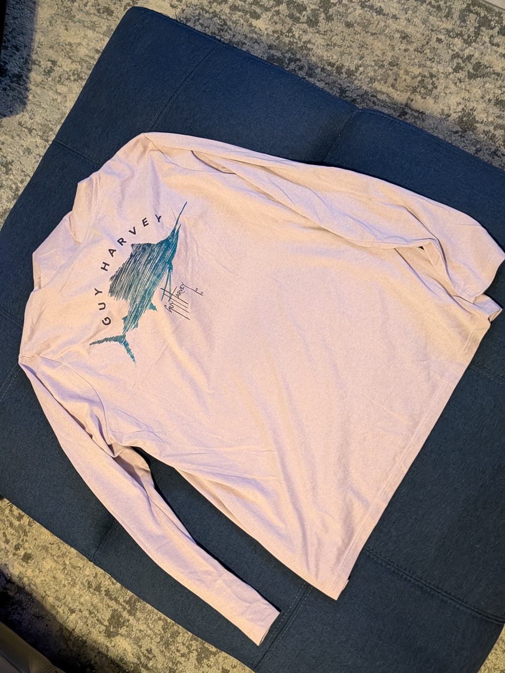 Guy Harvey Pink Long Sleeve Tee with Marlin Graphic